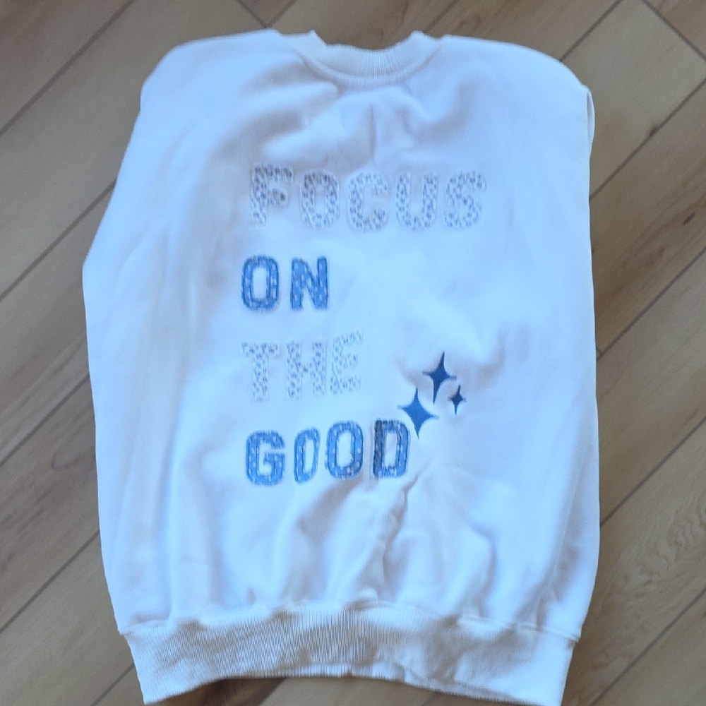 Altar'd State White and Blue Graphic Sweatshirt